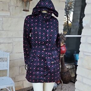 George G21 Polyester Hooded Black and Pink Windbreaker Rain Coat UK 10 M